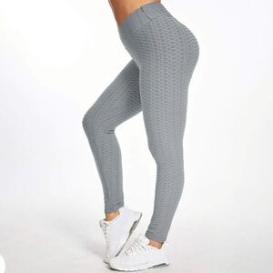 Women Grey Yoga Pants High Waisted Butt Lifting tights Scrunch Butt Leggings S
